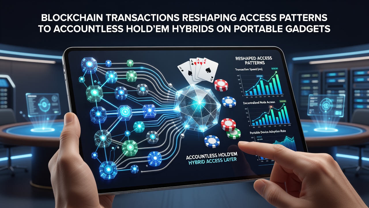 Live dealer setup integrated with mobile blockchain transaction interface during a Hold'em session