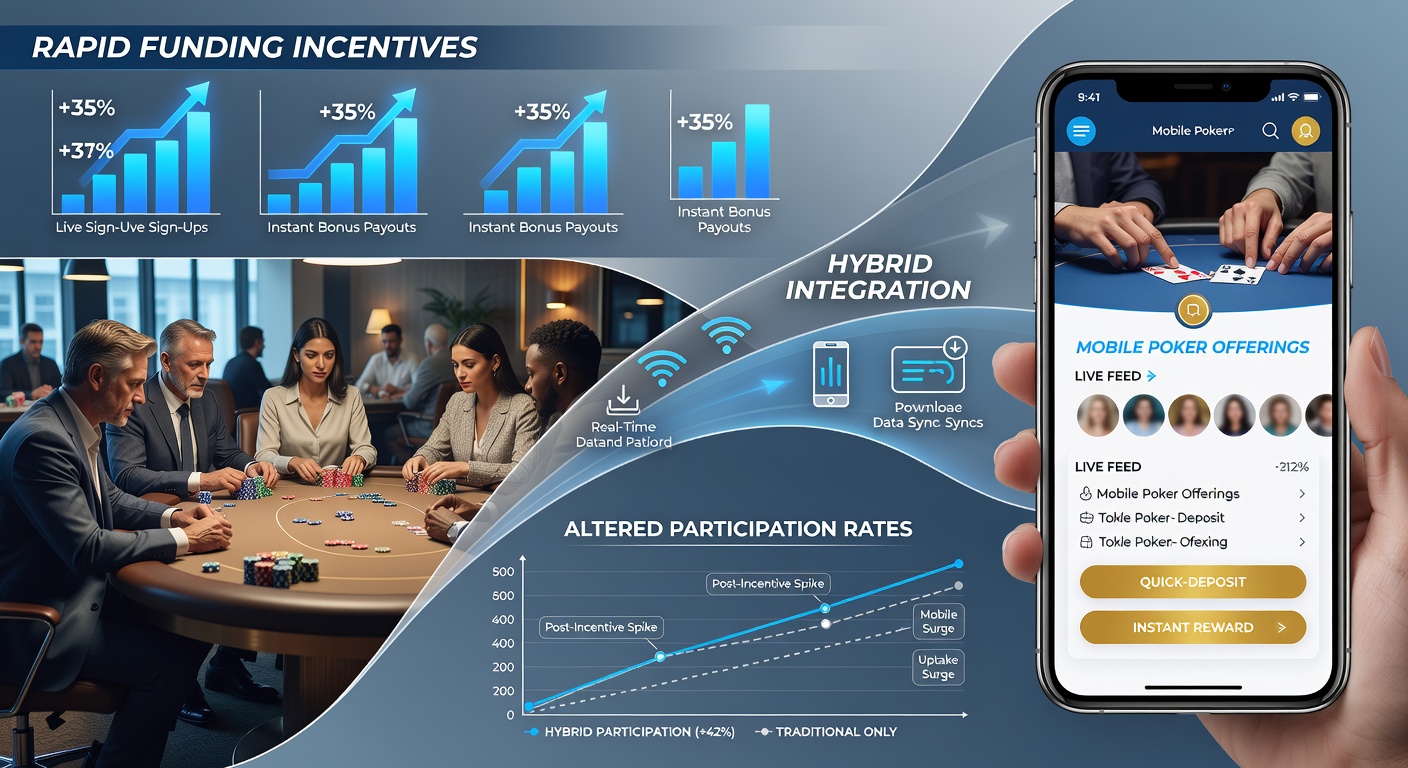 Mobile interface displaying rapid funding incentives that link live dealer cash games to no-account tournament options