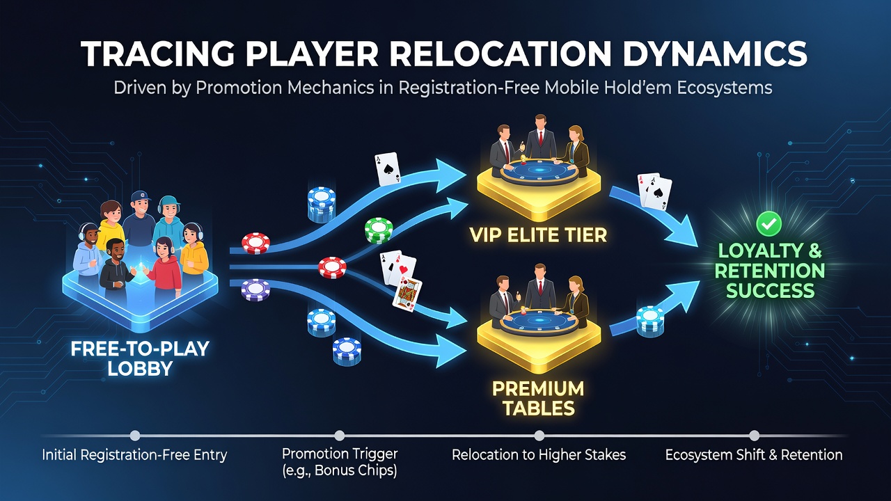 Mobile poker players switching between cash tables and tournament ladders on registration-free apps