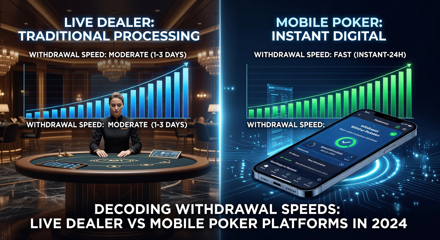 Smartphone screen showing a mobile poker app's withdrawal interface with options for instant crypto payout and e-wallet selection, timestamped from a 2024 user session